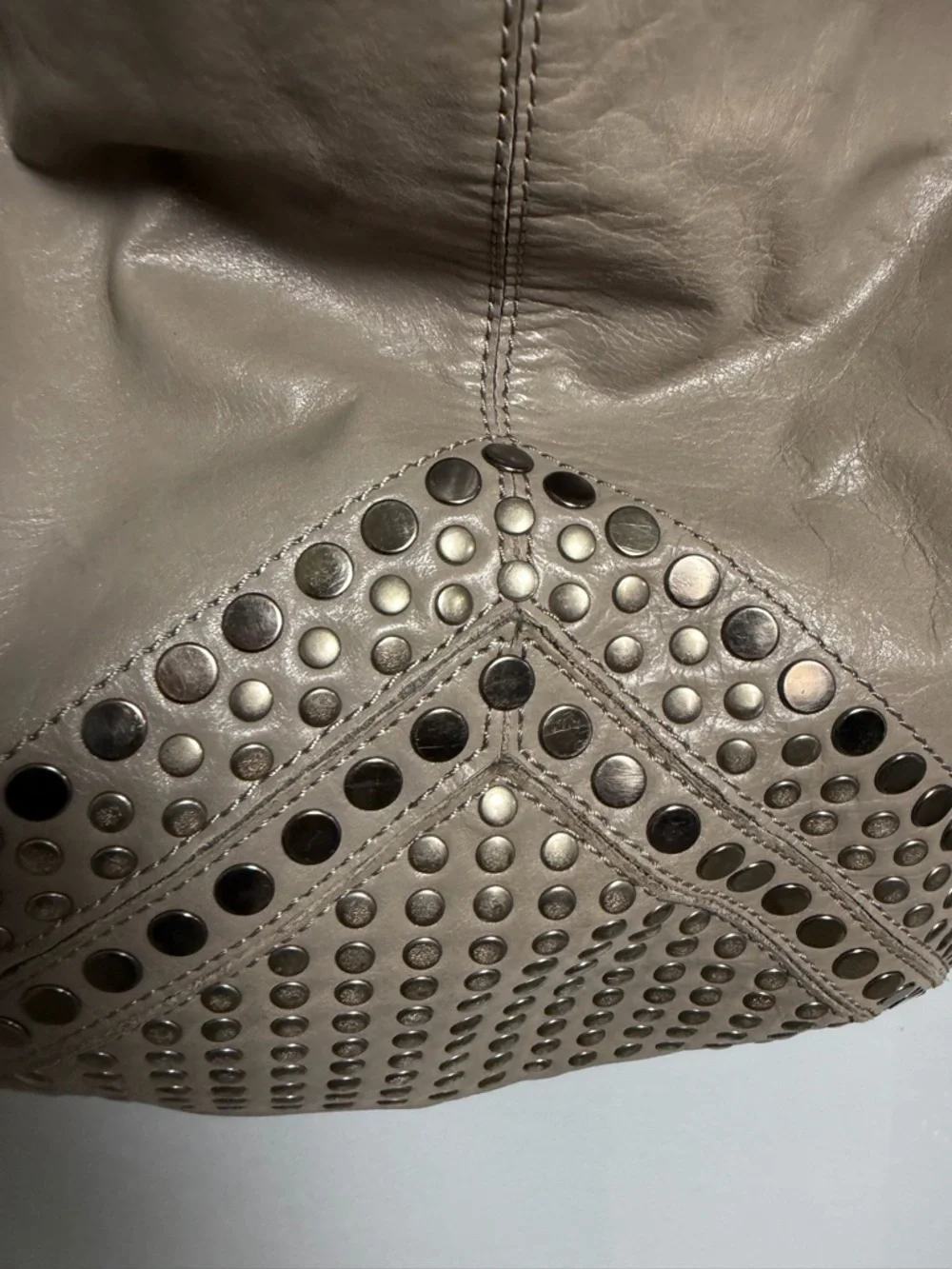 The Sak Grey Studded Leather Hobo Bag